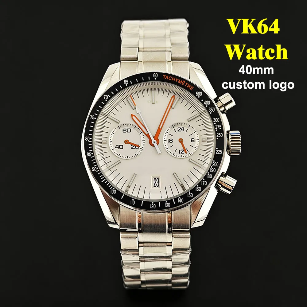 2026 Men Watch 40mm Quartz Chronograph for Men's Stainless Steel Watch Customized Logo Suitable for VK64 Watch