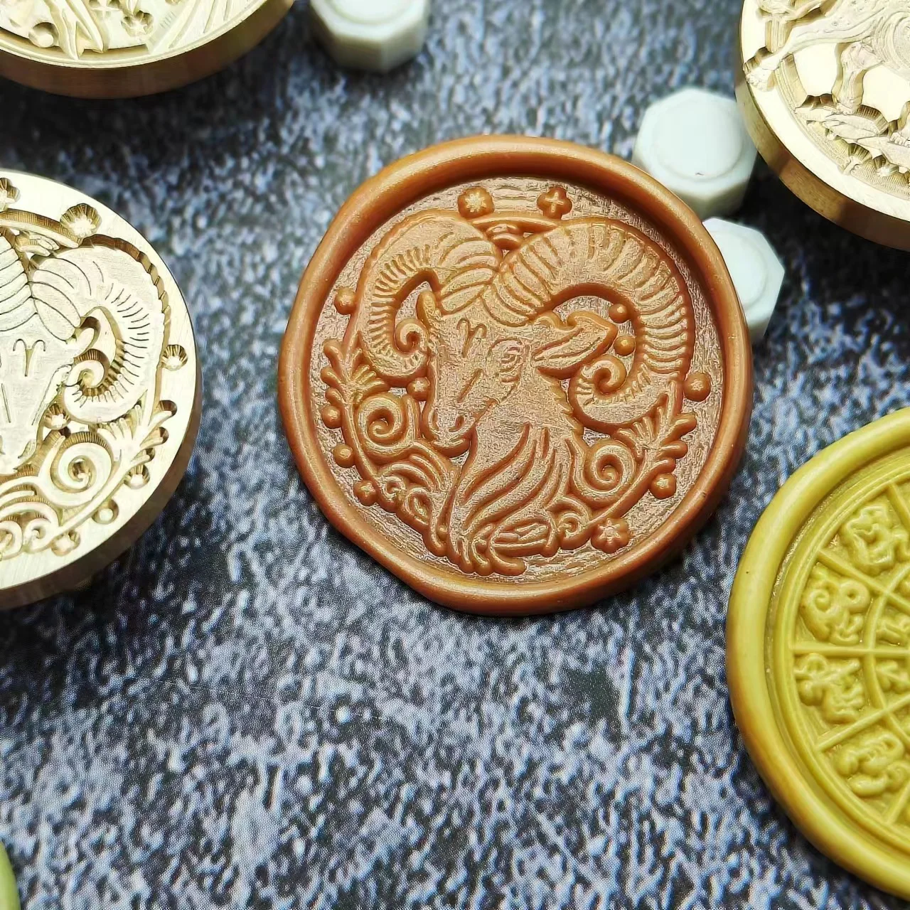 Zodiac Theme Brass Seal Stamp, Fire Lacquer Seal Head, Fire Lacquer, Accessories, Only, 3cm, 1Pc