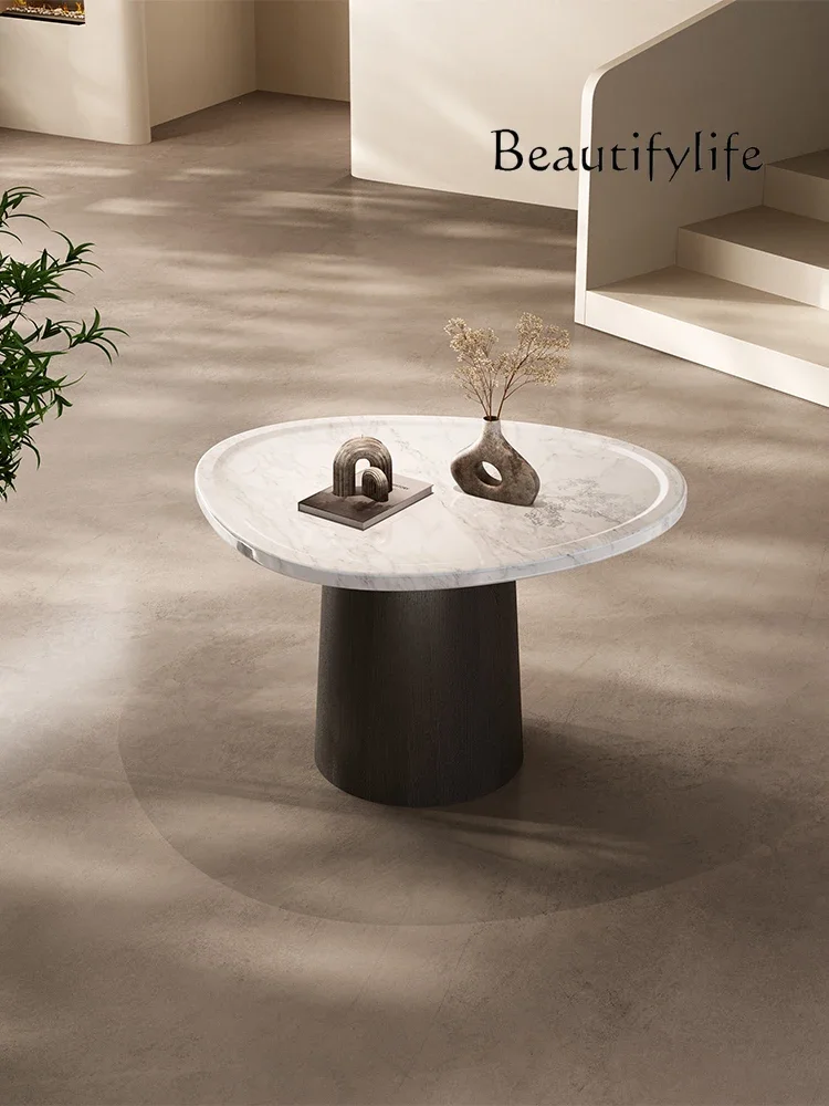 طاولة قهوة جديدة فاخرة من الحجر الطبيعي - طاولة شاي رخامية بتصميم إيطالي، شكل فني حر لغرفة المعيشة الحديثة" #3
