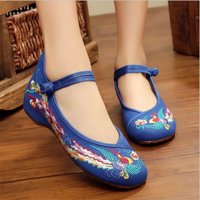 Vintage Handmade Women\'s Embroidered Canvas Ballet Flats Ladies Comfortable Chinese Ballerinas Vegan Embroidery Shoes