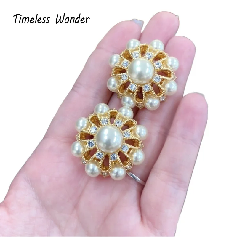 

Timeless Wonder Retro Zircon Geo Pearl Clip Earrings for Women Designer Jewelry Runway Gift Brincos Sweet Korean Cute Top 4461