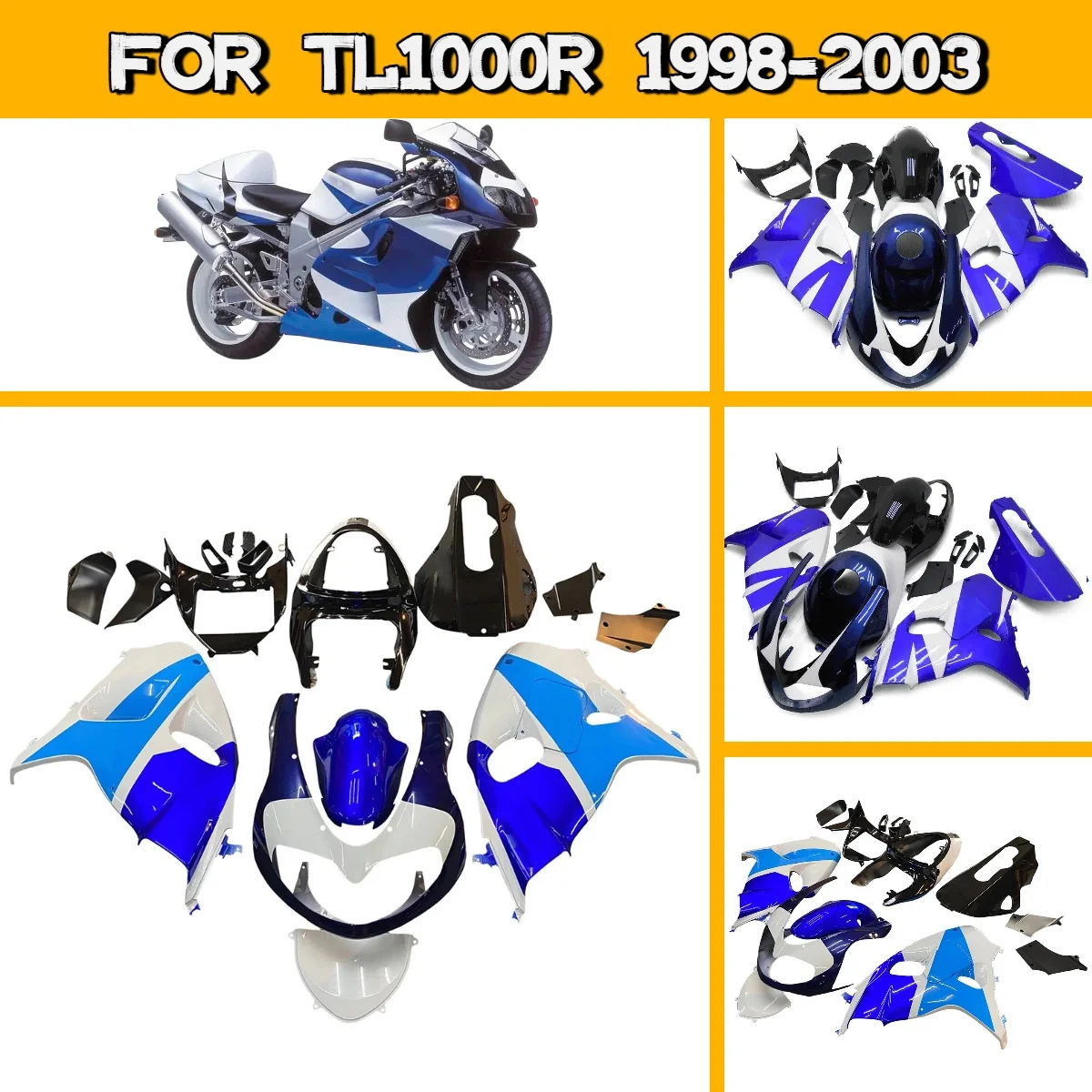 For 1998-2003 Suzuki TL 1000R Plastic Injection Molded Fairings Unique Style Custom 98-03 TL1000R Fairing Set
