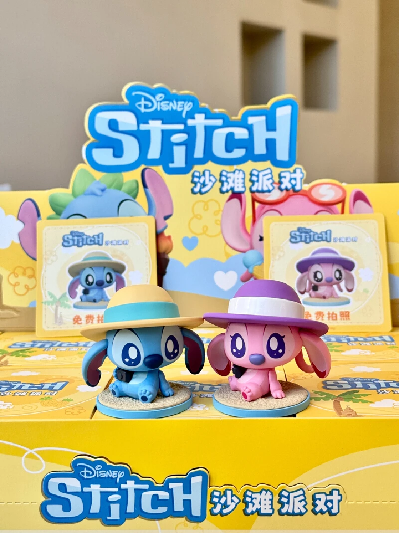 الكرتون ديزني غرزة حفلة الشاطئ سلسلة صندوق أعمى لطيف غرزة الملاك دمية صغيرة سيارة زخرفة سطح المكتب الديكور لعبة مفاجأة هدية