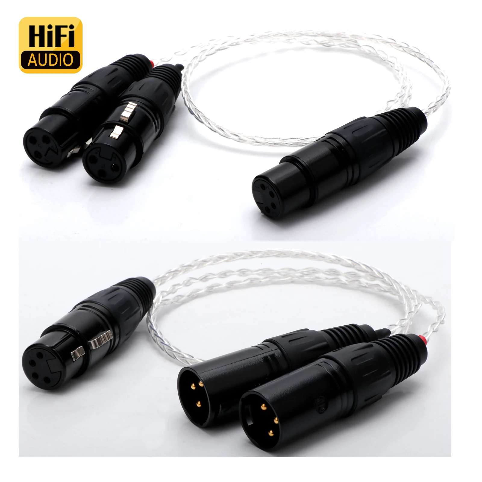 XLR to 2 XLR Headphone Adapter 8Cores 7N OCC Silver Plated 4Pin XLR Female to Dual 3Pin XLR Male Female Balanced Cable