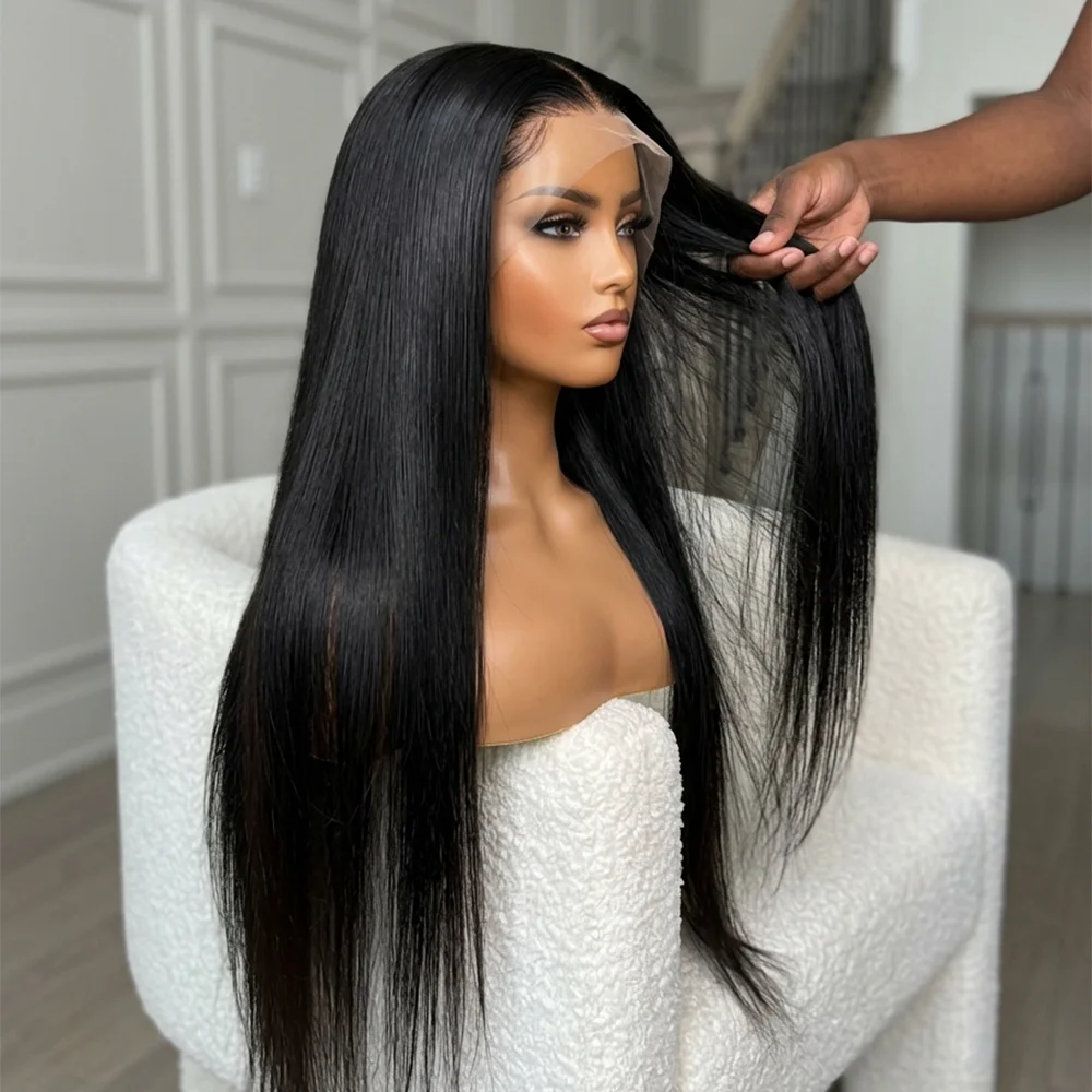 Le Mythe 13x6 HD Lace Front Wigs Human Hair Straight Glueless Wigs Human Hair Upgrade Invisible Drawstring Wig 250 Density Pre Plucked Pre Cut Pre Bleached Lace Frontal Human Hair Wigs for Women