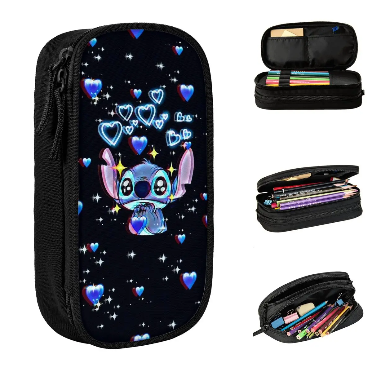 

New Butterfly Lilo And Stitch Pencil Cases Cartoon Pencil Box Pen Box Kids Big Capacity Bags School Supplies Zipper Stationery