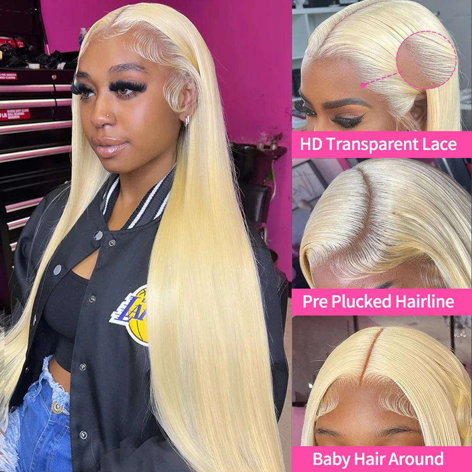 13x4 613 Hd Lace Frontal Wig 13x6 Blonde Lace Front Wig Human Hair 30 40 Inch Brazilian Glueless Wigs Pre Plucked With Baby Hair