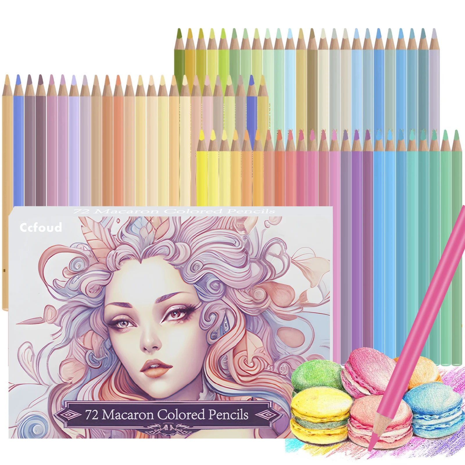 72 Piece Macaron Colored Pencils,Soft Core Macaron Colors for Adults Drawing, Blending, Sketching, Shading, Vibrant Colors
