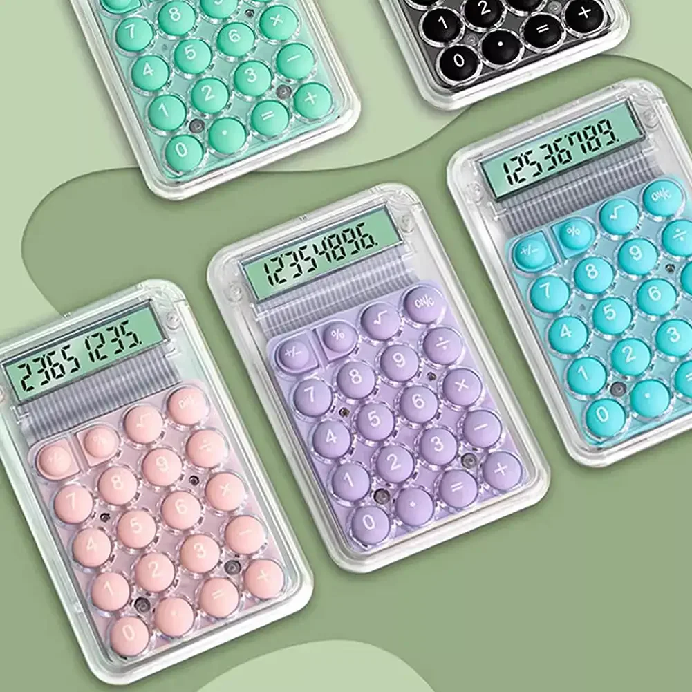 آلة حاسبة صغيرة شفافة بلون الحلوى آلة حاسبة محمولة 8 أرقام LCD الإلكترونية آلة حاسبة للمنزل والمكتب القرطاسية المدرسية #1