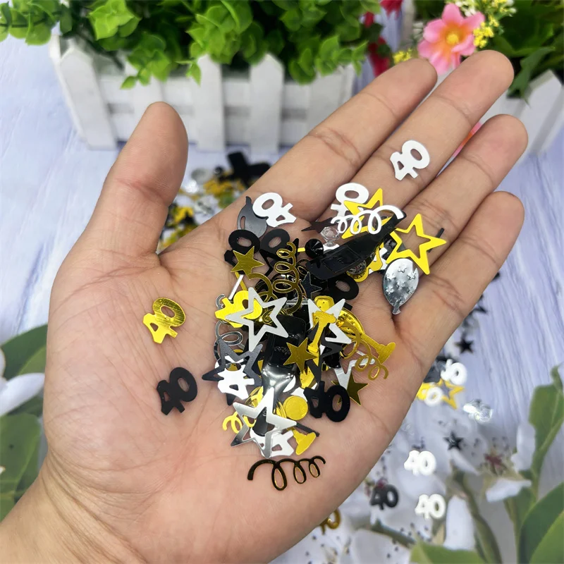 

1Bag Black Gold 30 40 50 60 Year Confetti Sequin Adult Happy Birthday Party Anniversary Wedding Birthday Table Confetti Supplies