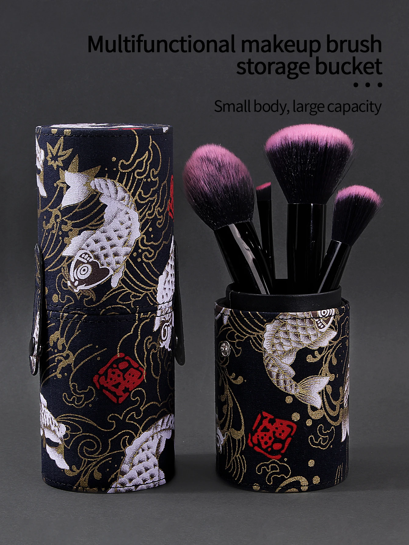 Bonne chance koi poisson seau de rangement pour pinceaux de maquillage, boîte de rangement pour rouge à lèvres et crayons à sourcils de bureau, porte-stylo de rangement pour ombre à paupières