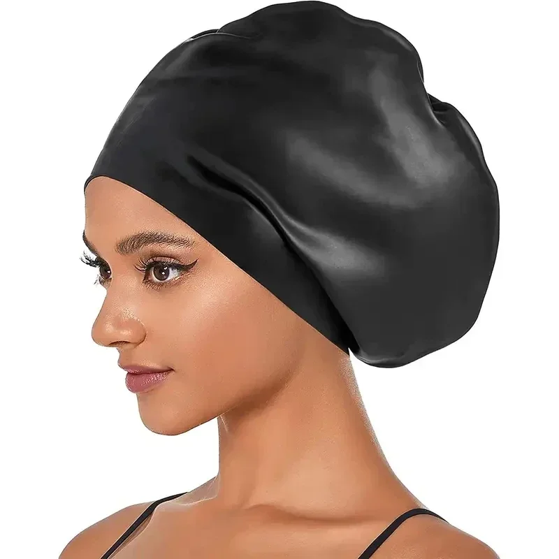 Silicone Extra Large Swimming Cap for Long Hair Braid Waterproof Women Men Ladies African Over Size Huge Big Head Hat Dreadlocks