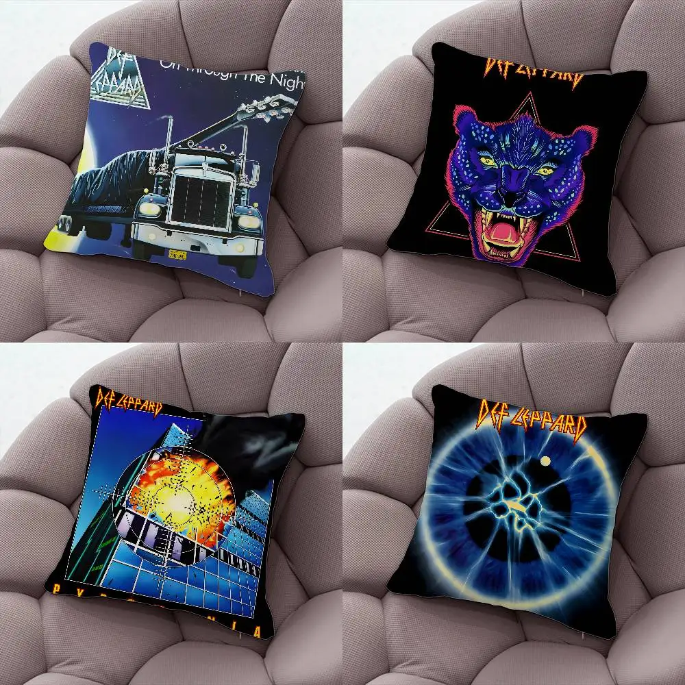 

D-Def Band L-Leppard Pillow Case Plush Fabric Soft Double-Sided Printed Sofa Warm Winter Home Gift Cushion Cover