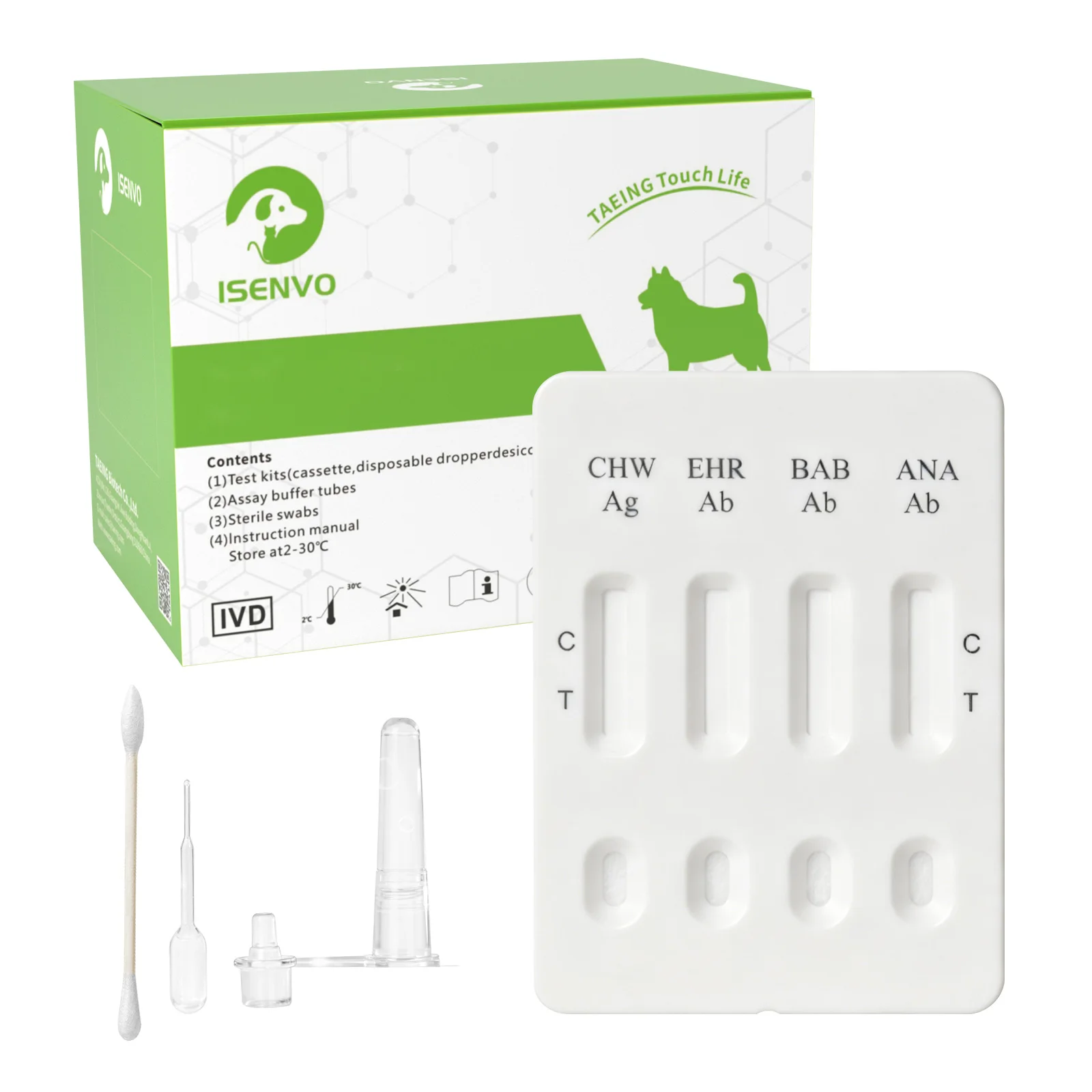Canine Ehrlichiosis /Anaplasma /Babeisa Antibody/Heartworm Antigen (EHR Ab/ANA Ab/BAB Ab/CHW Ag) Rapid Test Kit