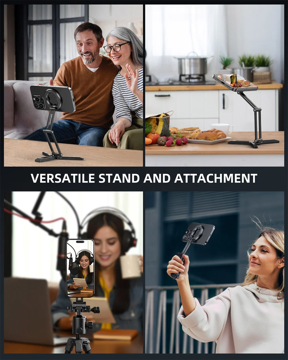 2025 Foldable Magnetic Phone Tripod Stand with Acra Desktop Magnet Phone Holder for Magsafe iPhone 16 15 14 13 12 Pro Samsung