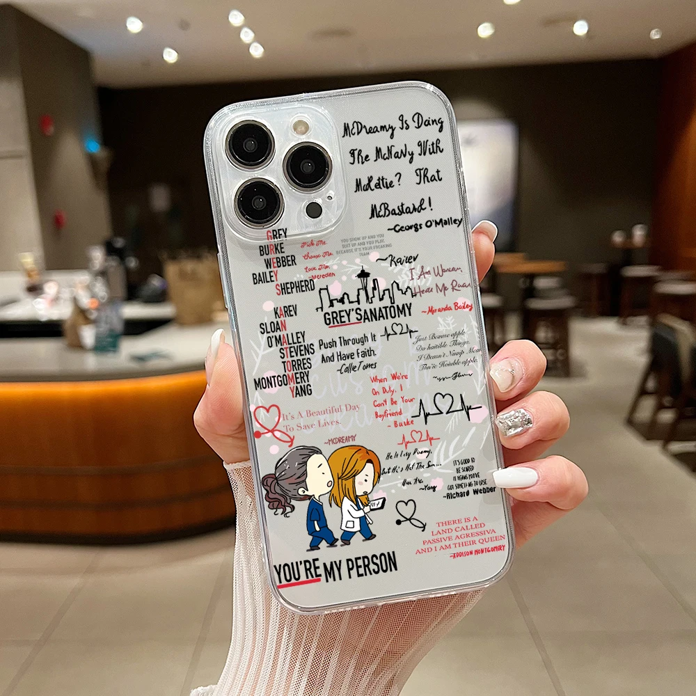 Greys Anatomy You Are My Person Phone Case For iPhone 15 14 13 12 11 Mini Pro Max X XR 7 8 Plus Transparent Cover