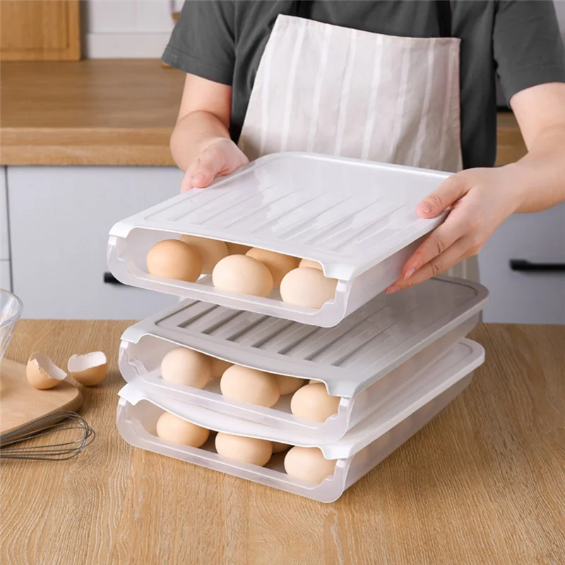 

ABMR-Egg Box Transparent Egg Dispenser Refrigerator Crisper Egg Basket Storage Container Kitchen Storage Box
