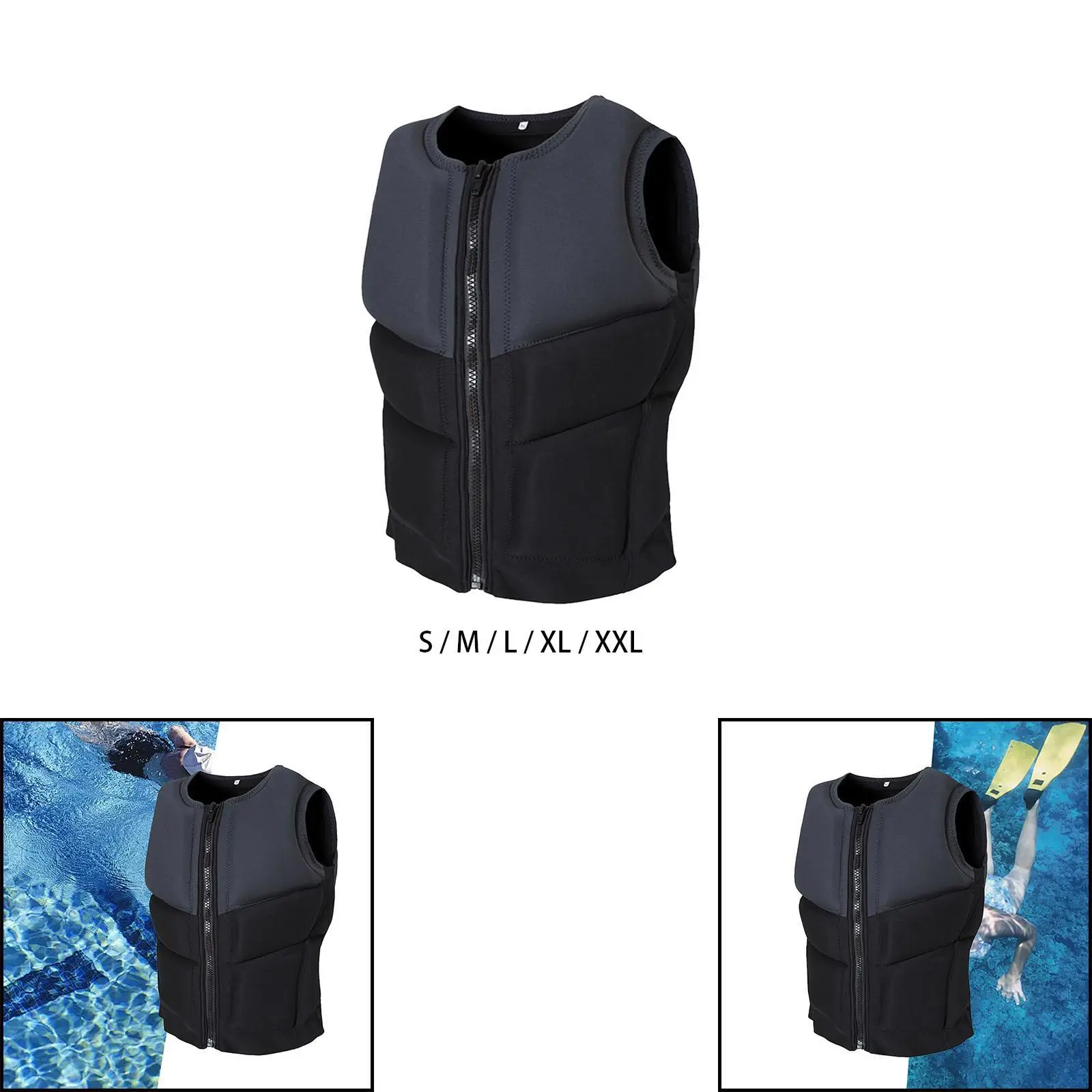 Life Vest Compact Life Jacket Vest Portable Floating Vest Zipper Life Jacket Water Jacket for Drifting Surfing Kayak Men Adults