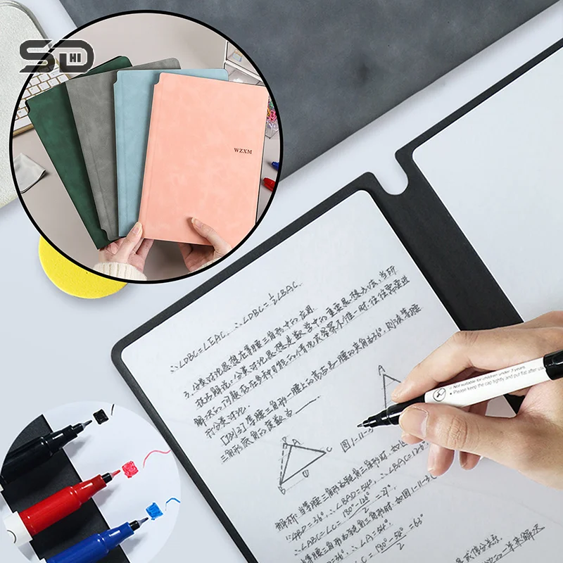 A5 Reusable Whiteboard Notebook Book With Free Whiteboard Pen Erasing Cloth Weekly Planner Portable Office Notebooks