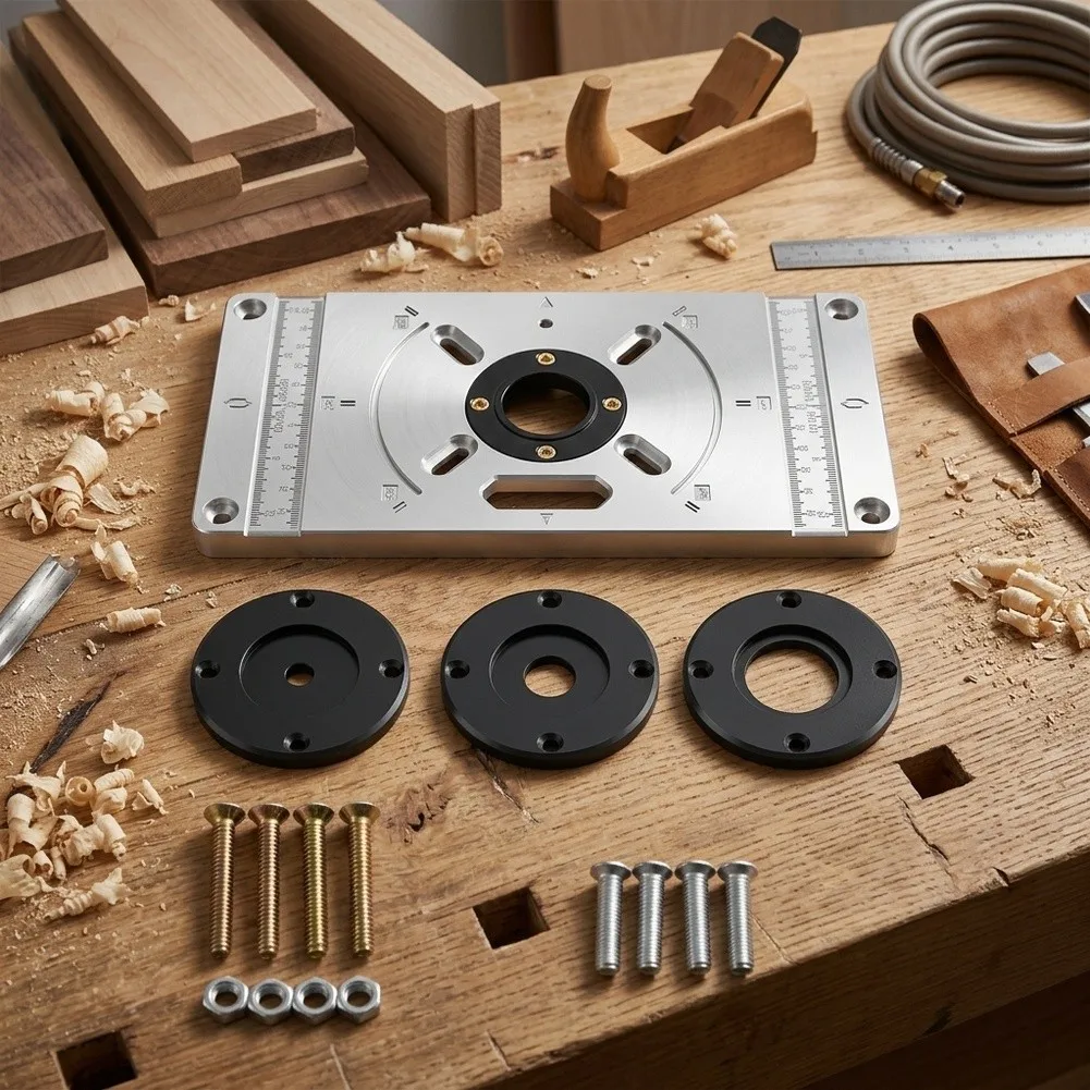 Router Table Insert Plate Metal 24x12x1cm Silver For Electric Wood Milling Trimming Machine Benches Portable Wear Resistant