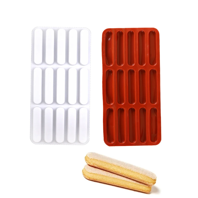 Long Strip Cookie Silicone Mold Chocolate Cereal Bar Finger Shape Candy Ice Cube Tray Biscuit Stick Eclair Cake Decorating Tools