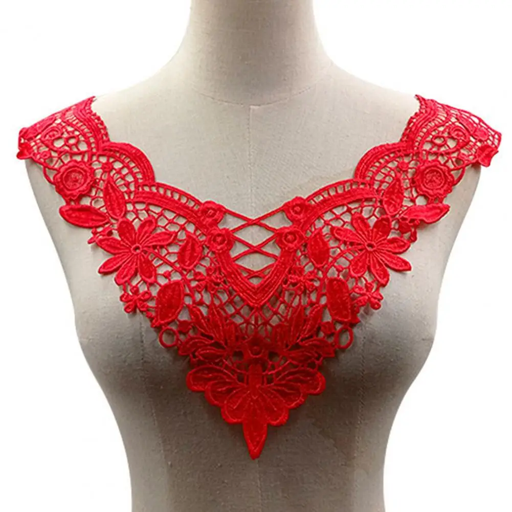 Polyester Lace Collar Women's Embroidered Lace Collar Applique for Diy Sewing Supplies Wedding Dress Hollow Out Lace for Costume