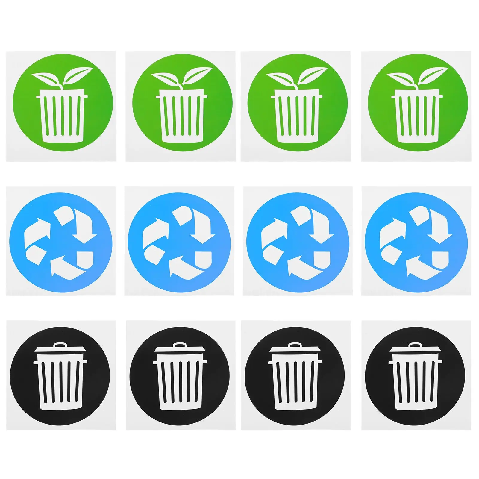 12Pcs PVC Self Adhesive Trash Sorting Stickers Waterproof Removable Garbage Recycling Labels Bin Waste Decals File Folder