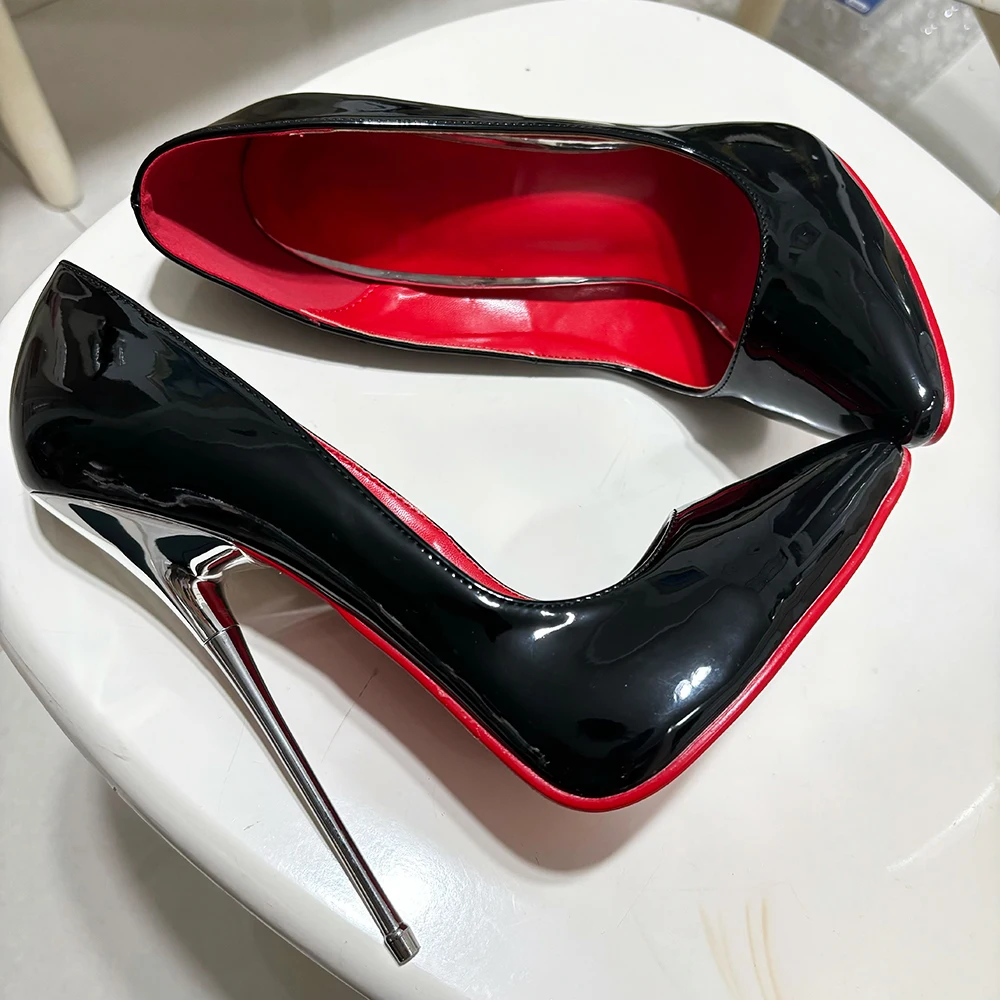 Zapatos Personalizados de Tacón Ultra Alto de 16 cm, Zapatos de Tacón de Aguja Negros Sexys para Mujer, Zapatos de Fiesta Fetichistas para Hombre, Zapatos Unisex para Bailar en Barra, Drag Queen