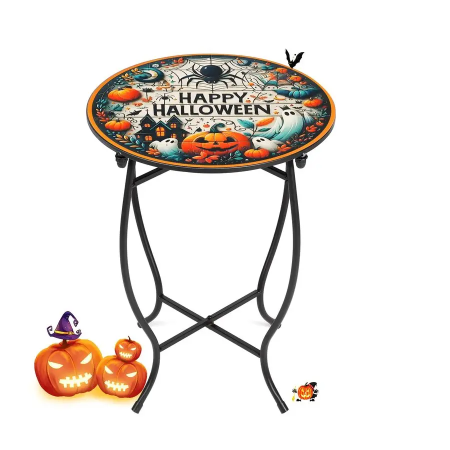 

Patio Side Tables, 14 Inch Weather Resistant Metal Outdoor Side Table for Halloween, Round End Table Side Table for Patio Yard