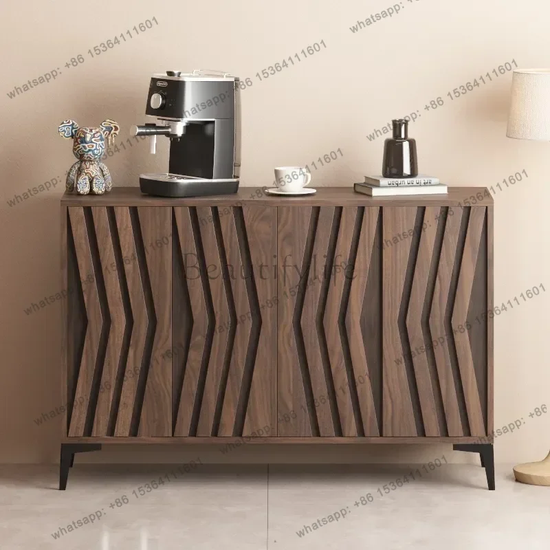 PG Solid Wood Dining Side Cabinet Integrated Wall Unit Light Luxury New Chinese Retro Style Wine Storage Locker