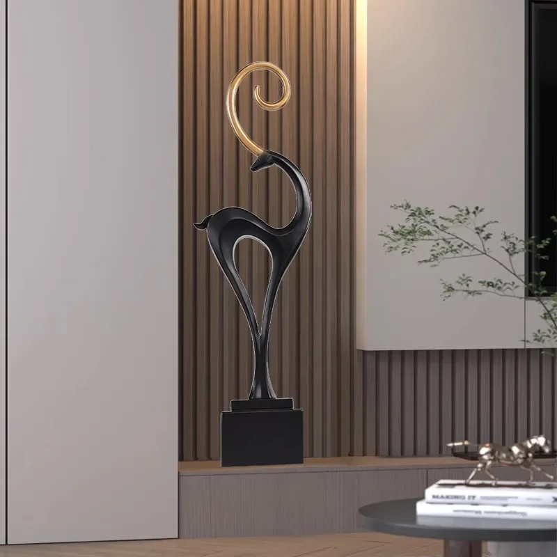 Entrance entrance niche deer ornament living room TV cabinet vertical high on both sides Italian minimalist light  advance