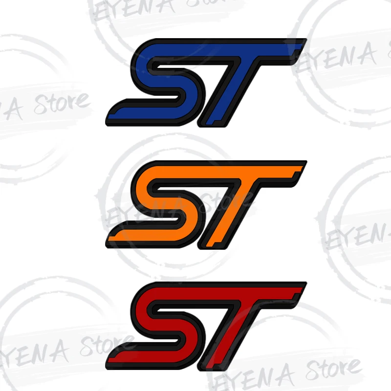 Para Ford ST negro rojo naranja rendimiento azul fusión Focus Fiesta kuga Puma rejilla insignia de Metal pegatinas emblema del maletero trasero del coche