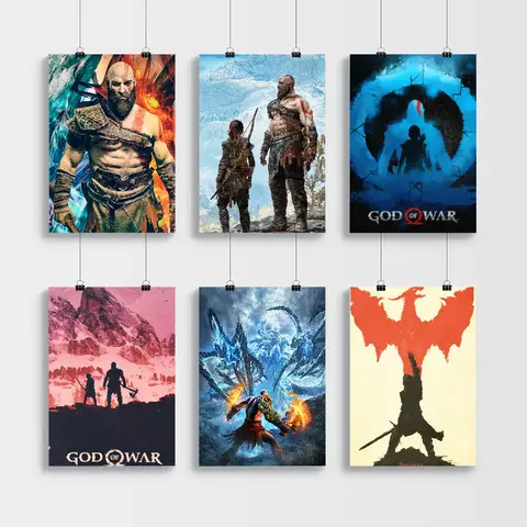 God Of War Game Classic Anime Poster Waterproof Paper Sticker Coffee House Bar Room Wall Decor