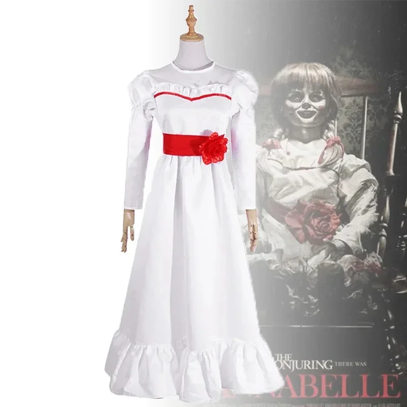 Adult Kids Horror Bride of Chucky Annabelle Cosplay Costume Dress Wigs Conjuring Doll Mask Women Girls Evil Halloween Clothes