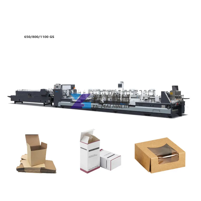 400m/min Pre-folding High Speed 4 Corner 6 Points Crash Lock Bottom Folding Gluing Machine Yugong 800GS Automatic Folder Gluer