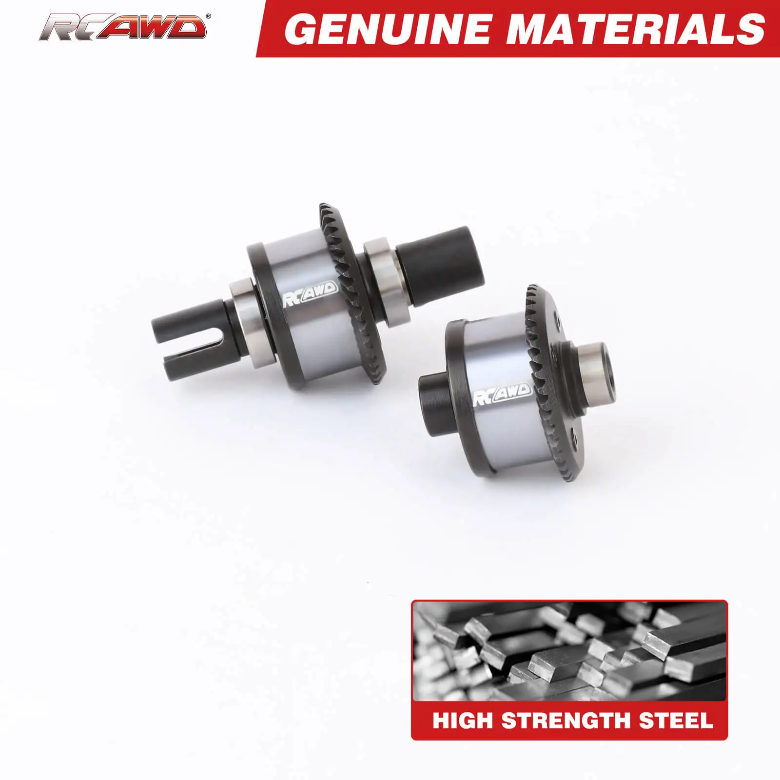 RCAWD Front Rear Metal Differential Assembly with 40T 14T Gears Diff for 1/10 LOSI Baja Rey 4WD Hammer Rey U4 Rock Racer Upgrade