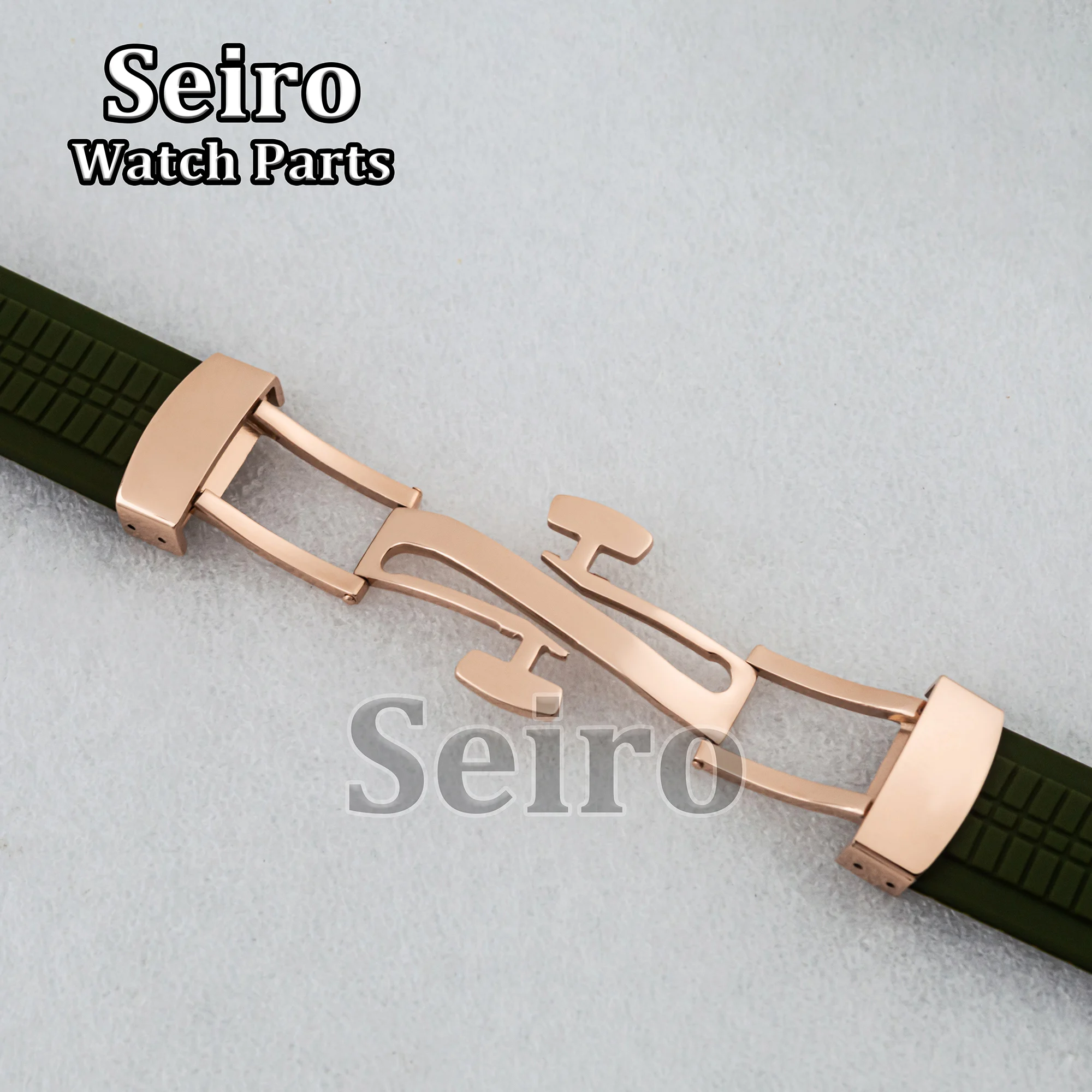 Stainless Steel Rose Gold Buckle 21MM Rubber Strap Watch Bracelet Black Green Brown Blue Watchband for AQUANAUT Nautilus Case