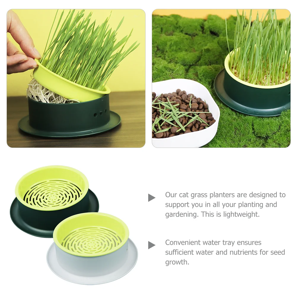 2 Pcs Catnip Soilless Hydroponic Grass Seed Box Set Planter Household Practical