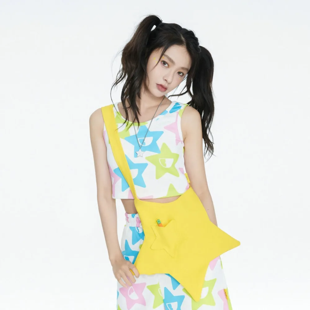 

Симпатичная холщовая сумка со звездой желаний, большая вместительная креативная сумка на плечо в форме звезды, легкая с маленьким карманом