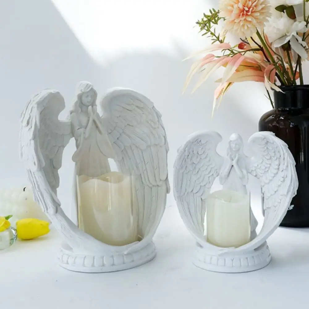 

European-style Angel Aromatherap Candlestick Handmade Unique Angel Prayer Candle Stand Romantic Resin Angel Statue Tea Light