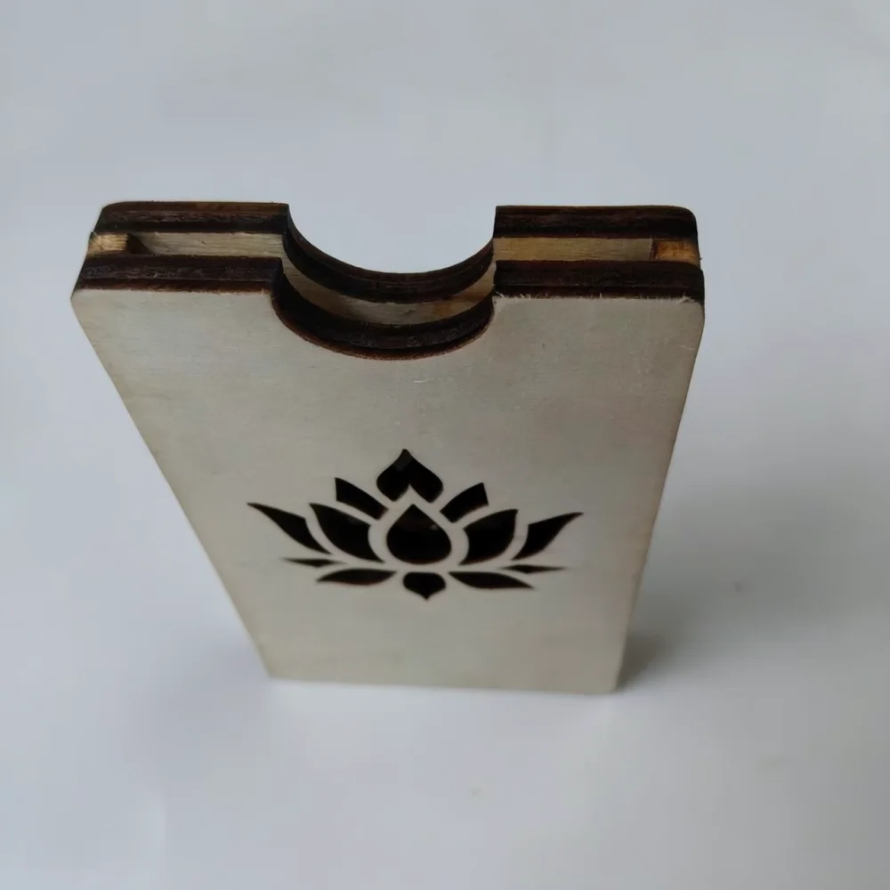 Creative Lotus Shape Wooden Name Card Case Elegant Desktop Display Stand Retro Wooden Craft Home Office Decor Holder