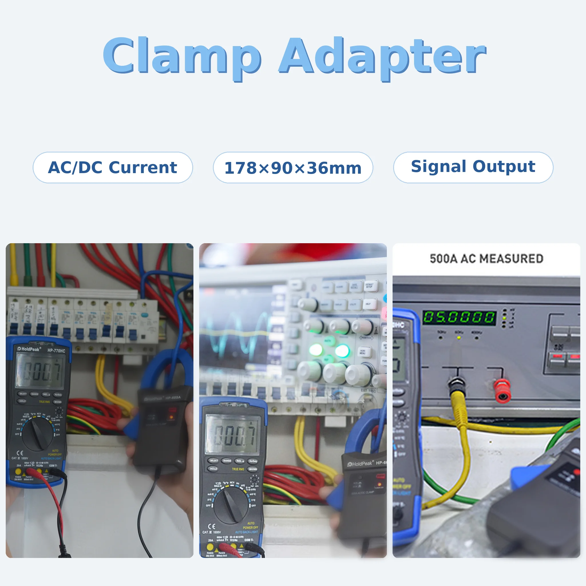 600A AC/DC Clamp Adapter + True RMS NCV Multimeter Kit, Auto Ranging Digital Tester for Field & Industrial Measurement Use