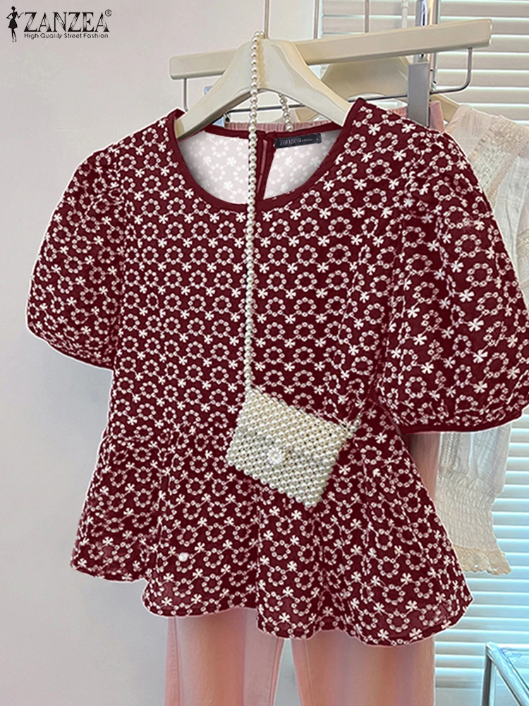 

Summer Short Sleeve Tunics Vintage Printed Tops Women Blouses Casual O Neck Blusas 2025 ZANZEA Oversized Loose Pullover Femme