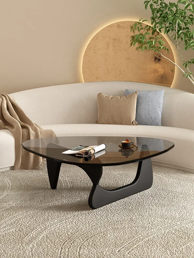 Glass tea table small family living room household very simple Isamu Noguchi creative round tea table