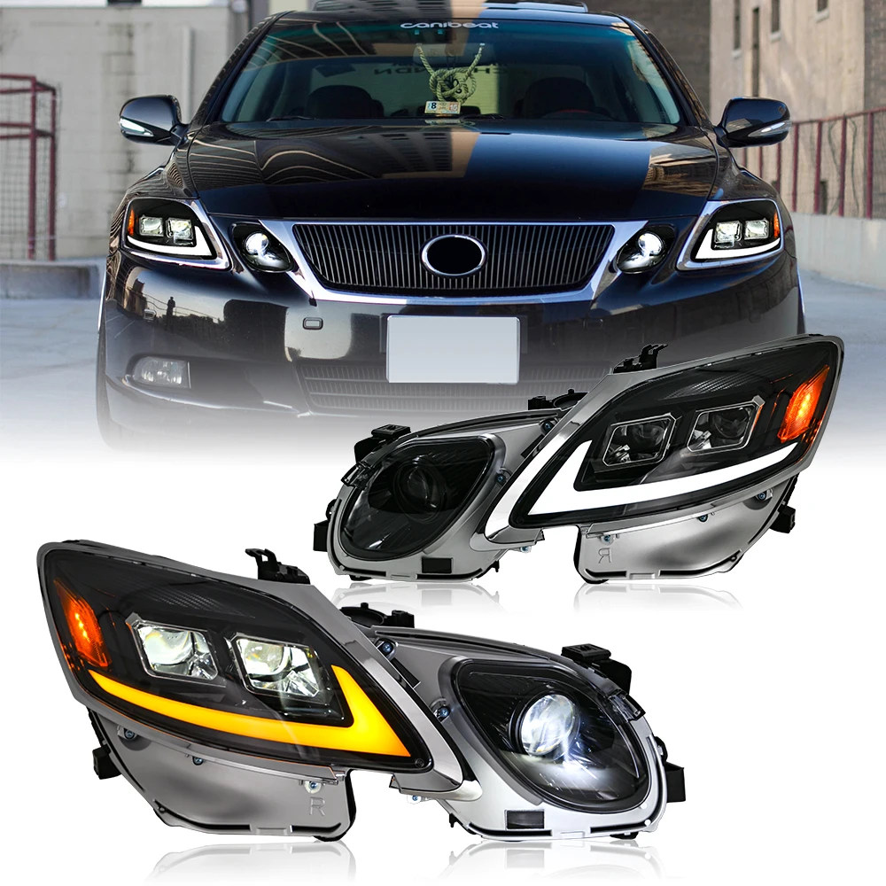 DRL جهاز عرض (بروجكتور) ليد عدسة مجموعة مصابيح أمامية ل 2006 2007 2008 2009 2010 2011 لكزس GS300 GS350 GS450H GS460 كشافات #1
