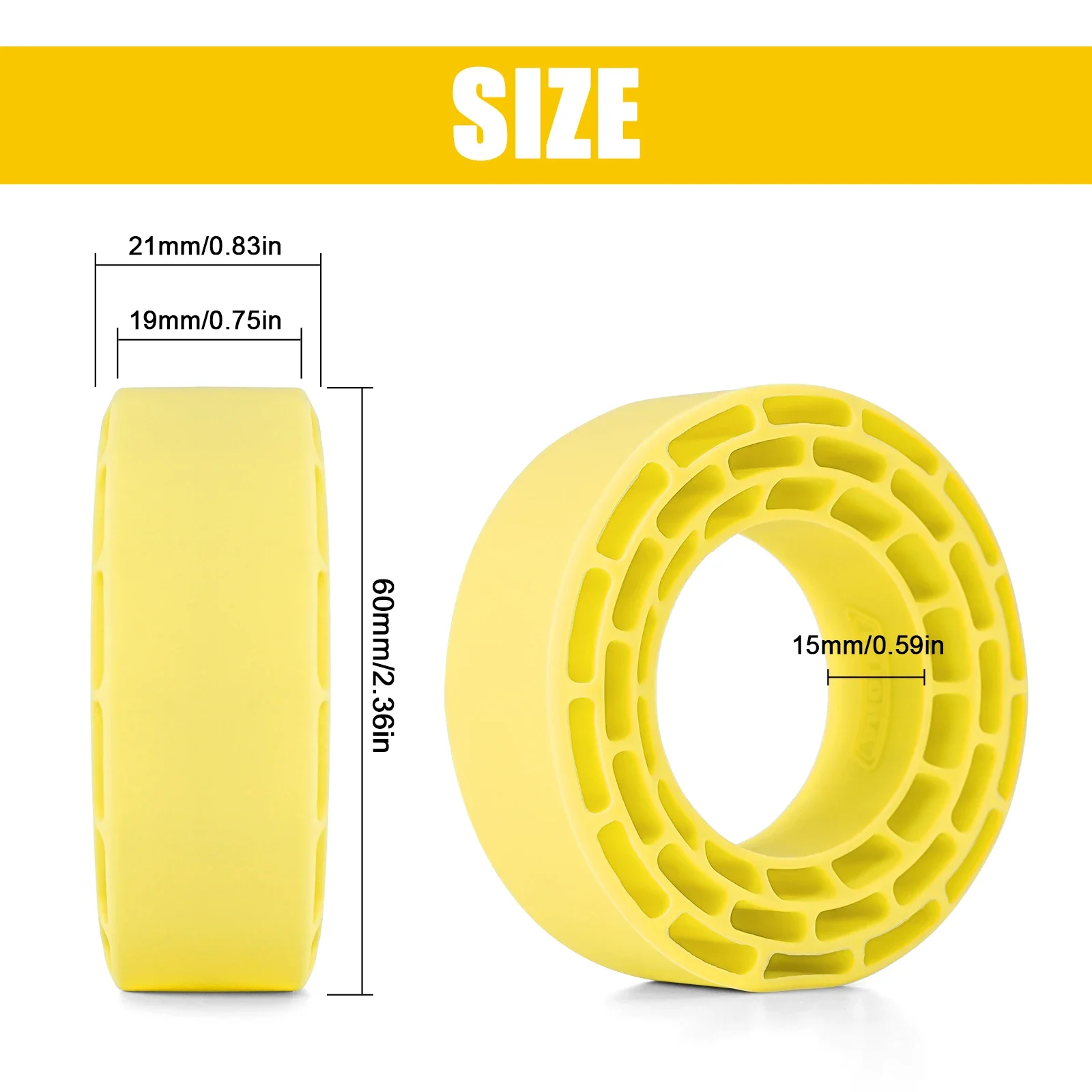 INJORA 4 Stück Silikonkautschukeinsätze für (68–72 mm) 1,3 Zoll Reifen