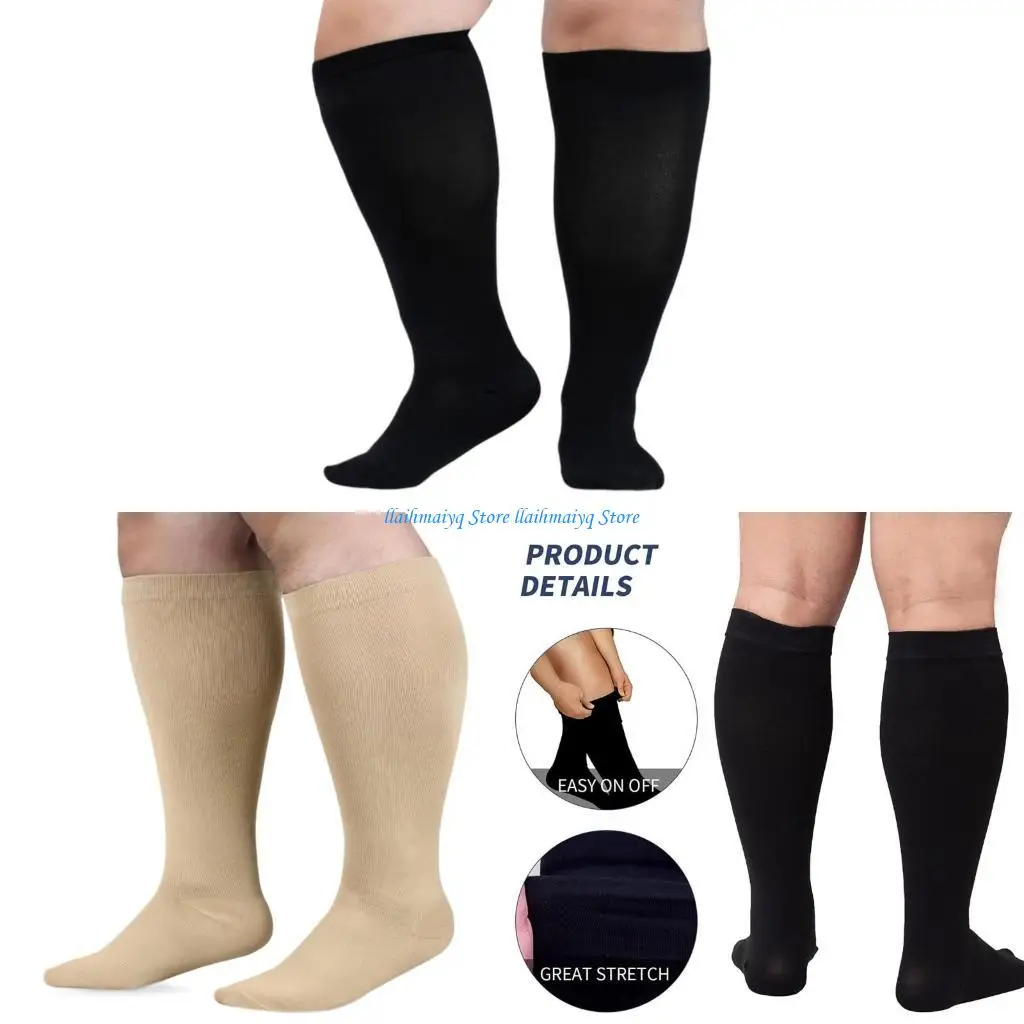 

573B Large Size Compression Stockings for Men Women Cycling Pregnancy Knee High Socks