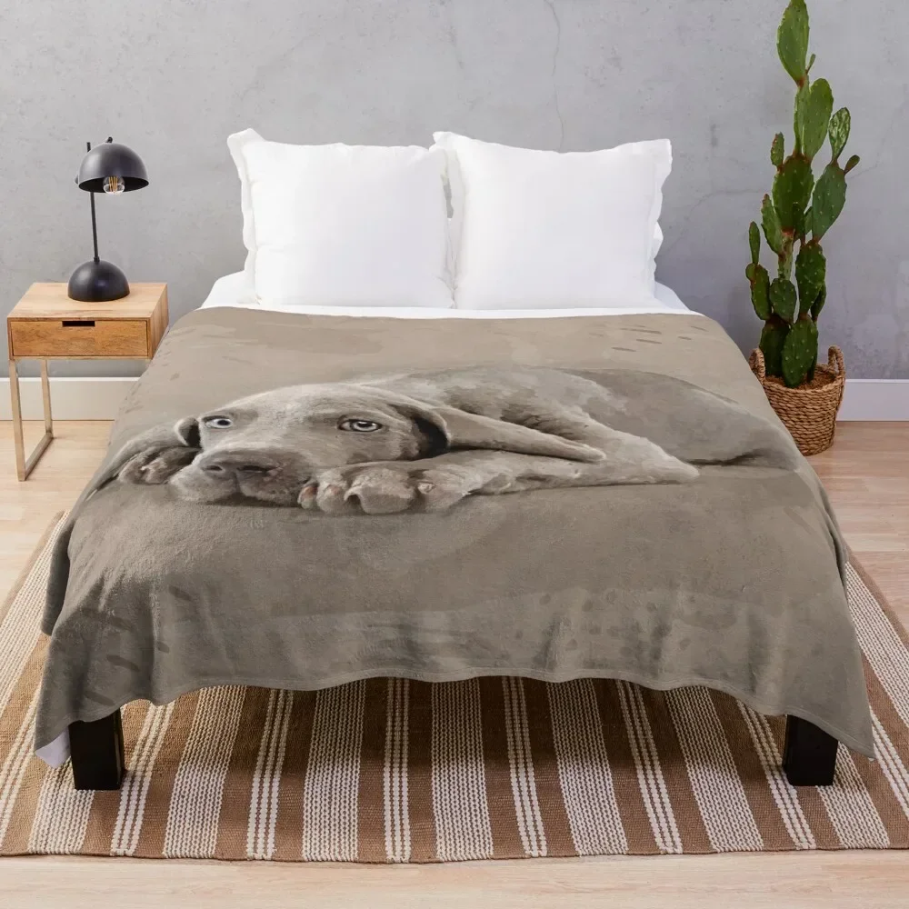 

Weimaraner puppy Throw Blanket Warm Bed linens Decorative Sofas Blankets