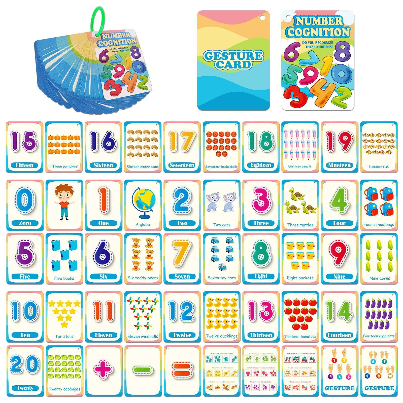 Karty edukacyjne z liczbami angielskimi 30 szt. Pomoc dydaktyczna do wczesnej edukacji Przenośny materiał edukacyjny