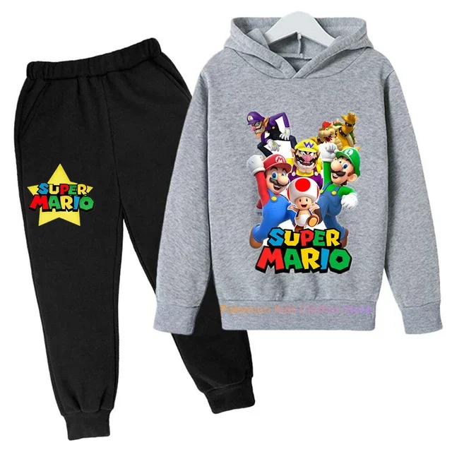 Baby Boys Clothes Super Mario Hoodie Sets Kids Spring Autumn Girls Casual Hoodies+pants 2pcs Set for Children Boys Suit